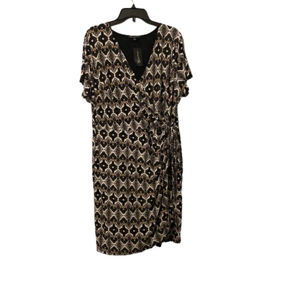 NWT INC Black Tan Wrap Dress - Picture 1 of 4